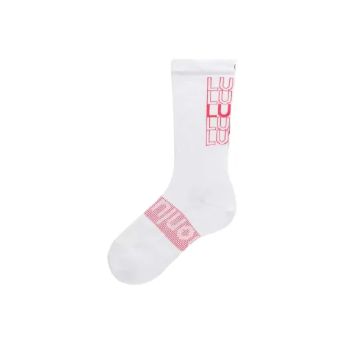 Lululemon Power Stride Mid Calf Socks Women's 1 Pack White Red