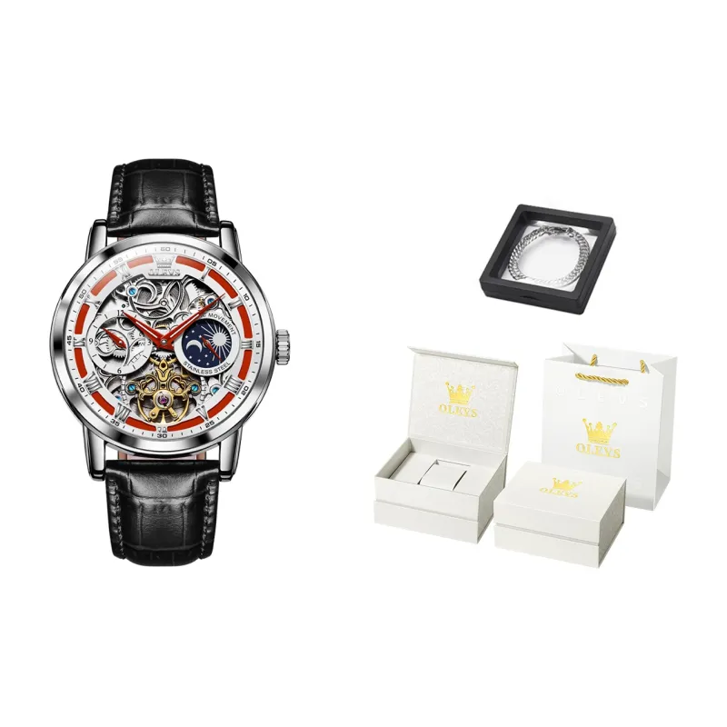 OLEVS Wisdom Series Mechanical Movement Watch Men's Watches White Dial-14