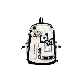 SURELAPTOP Polyester Backpack Women's White & Black