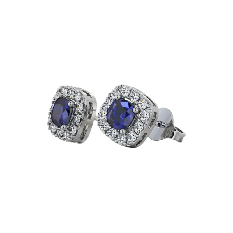 Pandora Crystal Silver Earrings Women's Blue-1