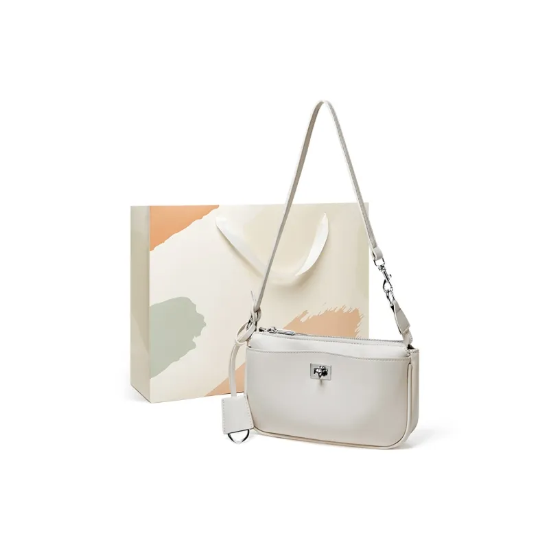 15 MINS Synthetic Leather Shoulder Bag Medium Size Women's Black/White-4