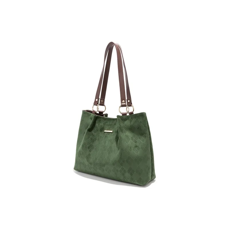 CLEVER& KETCH Suede Tote Bag Shoulder Bag Women's Green/Black/Brown/Purple/Ecru/Red/Blue-1