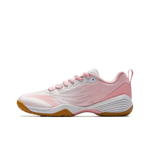 Anta Rebound Slip Resistant Low Top Badminton Shoes Women's Pink White