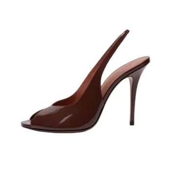 AMINA MUADDI Kristina Slim Heel High Heels 10.5cm Women's Red Brown