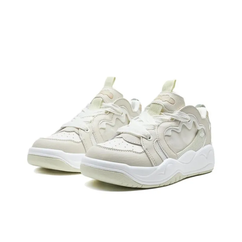 XTEP Lightweight And Wear resistant Low Top Skateboard Shoes Women's White Green-2