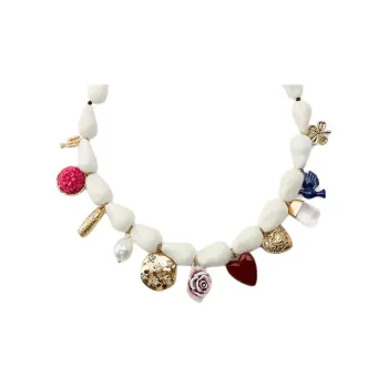 ZARA Artificial Pearl Necklaces Women's Cream