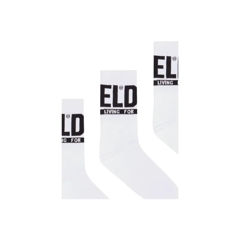 DIESEL Mid-Calf Socks Unisex 3 Pack White-1