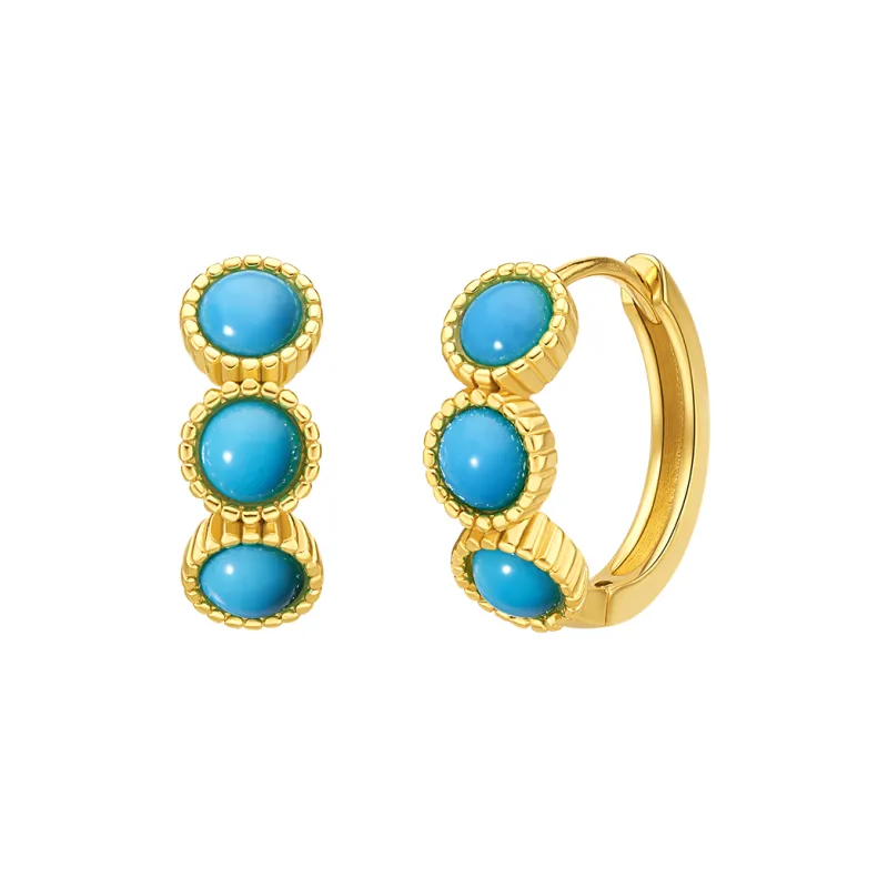 ME LUXE Turquoises Hoop Earrings, Elegant And Stylish Ear Clips Women's-0