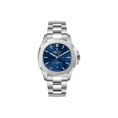OBLVLO Automatic Mechanical Movement Stainless Steel Watchband Watch Men's Watches White Dial
