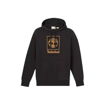 Timberland Stack Logo Hoodie Sweatshirt Unisex Black