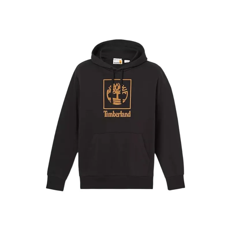 Timberland Stack Logo Hoodie Sweatshirt Unisex Black-0