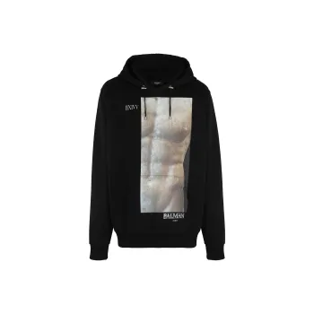 BALMAIN Graphic Printed Drawstring Hoodie