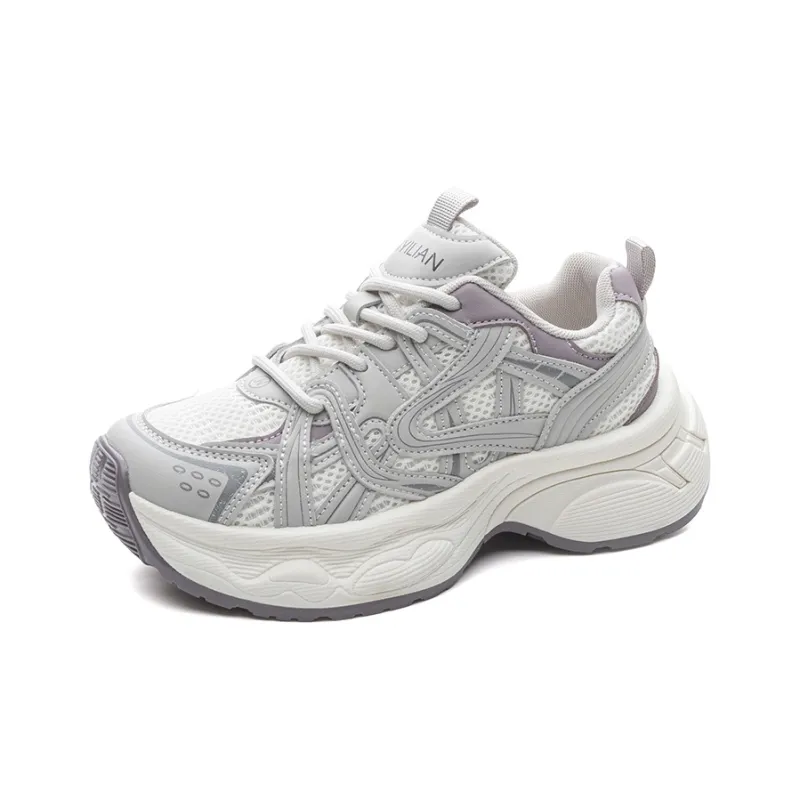 Love Elaine Slip Resistant, Breathable, Lightweight, Height Increasing Low Top Chunky Sneakers Women's-8