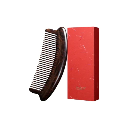 XIXIZI Natural Ebony Wood Whole Wooden Comb Premium Gift Box Set Carved From A Single Piece Of Wooden.