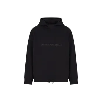 EMPORIO ARMANI Logo Embroidered Drawstring Hem Hoodie