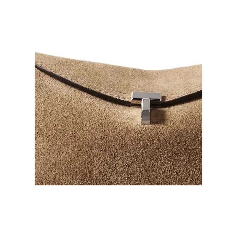 TOTEME T Lock Suede Shoulder Bag-4