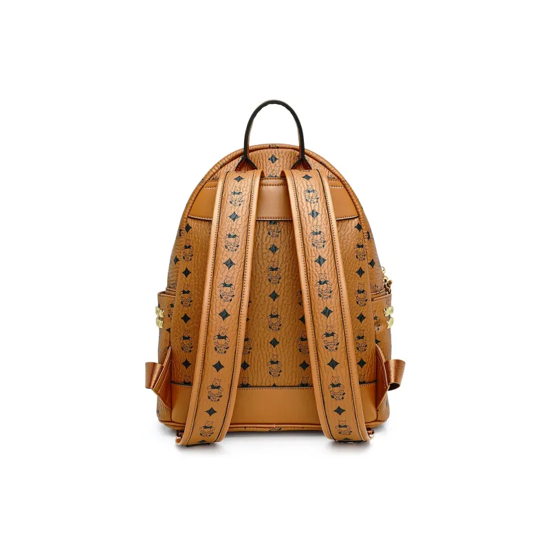 Disney Winnie The Pooh Series PU Backpack Large Size Women's Tan/Pink/White/Black-2