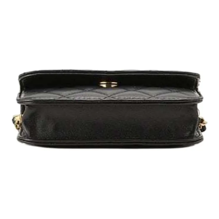 CHANEL Little Golden Ball Lambskin Flap Bag, Fanny Pack, Shoulder Bag Women's Black-3