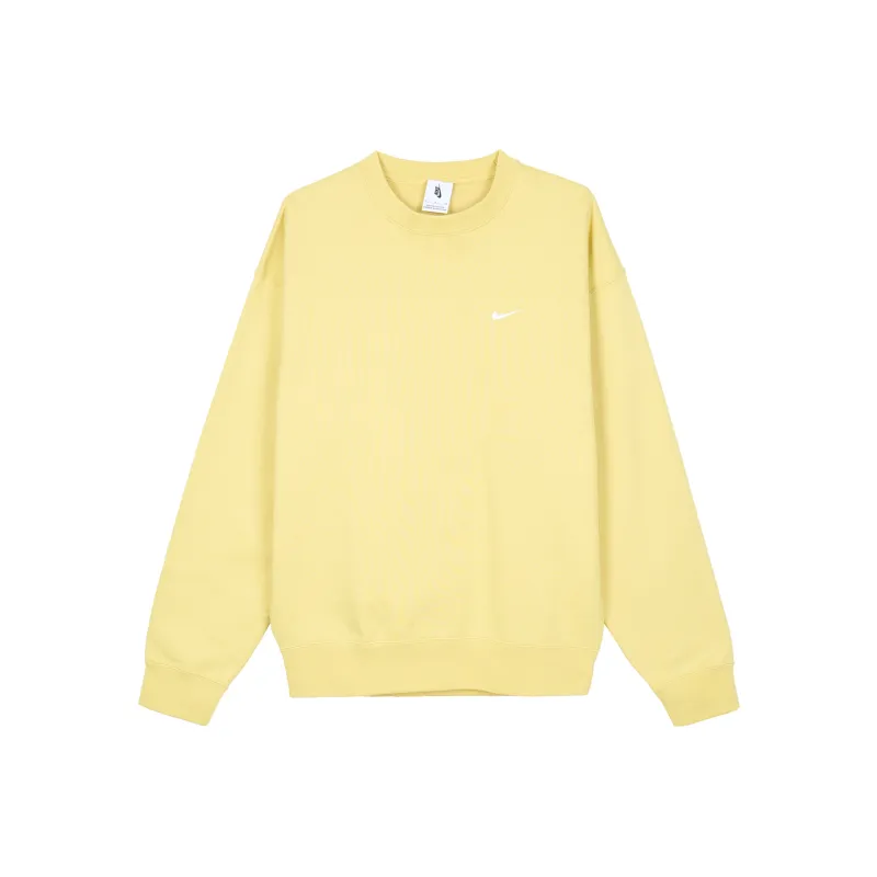 Nike Solo Swoosh Men's Fleece Crewneck Sweatshirt Yellow-0
