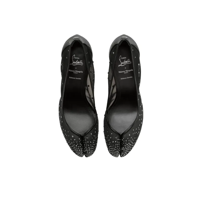 Christian Louboutin x Maison Margiela Tabi Bridiela Una Strass Slim Heel High Heels 10cm Women's Black-3