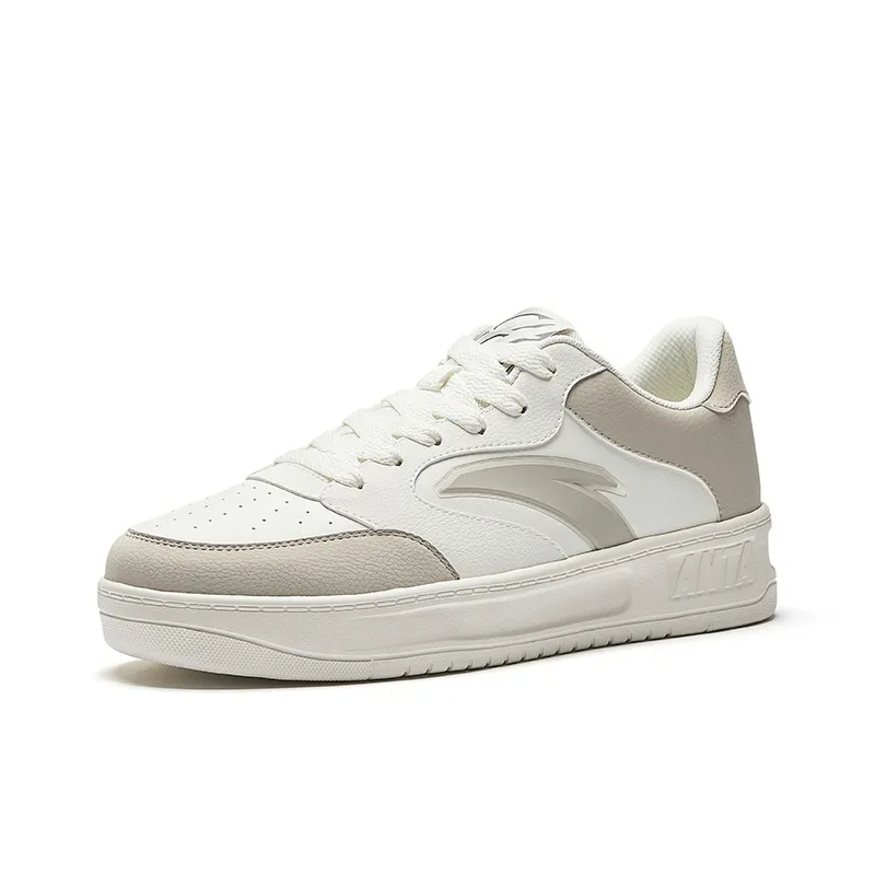 Anta Cushioning Height Increasing Lightweight Low Top Skateboard Shoes Men's White Gray-1