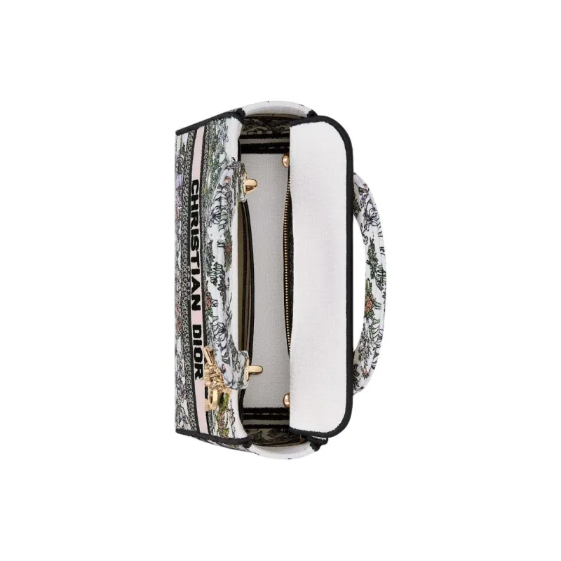 DIOR Lady D Lite Cotton Lady Dior Bag, One Shoulder Handbag Medium Size Women's White & Multicolor-4