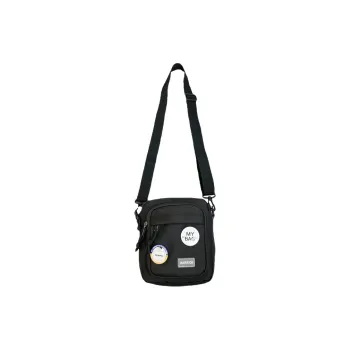 Warrior Nylon Fabric Shoulder Bag Unisex Black/White