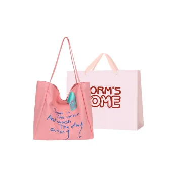Worm's Home Canvas Shoulder Bag Women's Ecru/Black/Khaki/Green/Pink