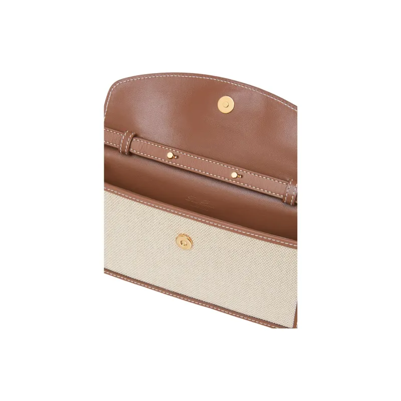 Loro Piana Extra Cotton Shoulder Bag Women's Natural & Caramel & Sun Gold-3