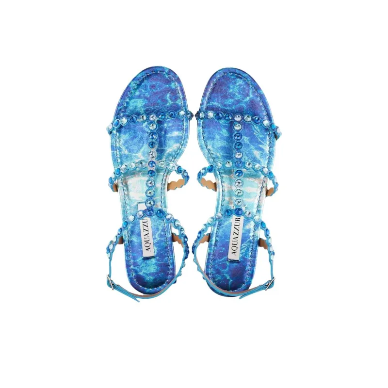 AQUAZZURA Tequila Roman Sandals Women's Blue-3