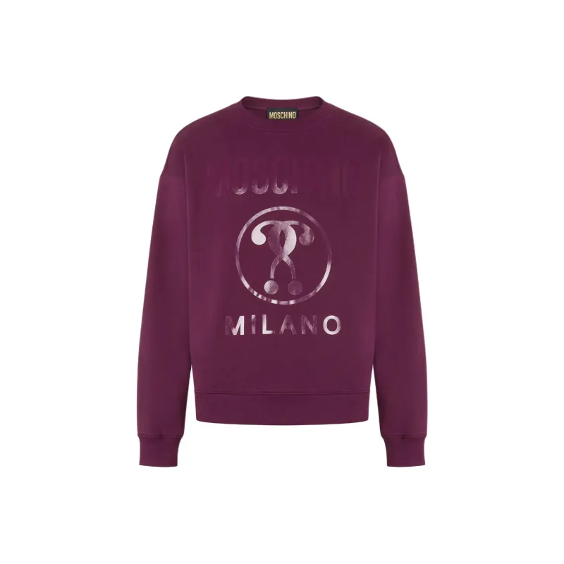 MOSCHINO Double Question Mark Organic Cotton Sweatshirt Sweatshirt Men's Rose Red-0
