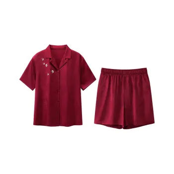 JINGYUN Pajama Set Unisex Burgundy