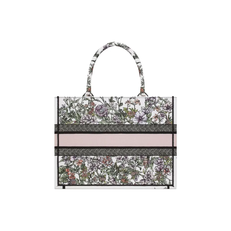 DIOR BookTote Cotton Tote Bag, Shopping Bag, Shoulder Bag, Handbag Medium Size Women's White & Multicolor-2