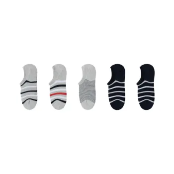 Mona No Show Socks Men's 5 Pack Heather Gray 3+Dark Blue 2