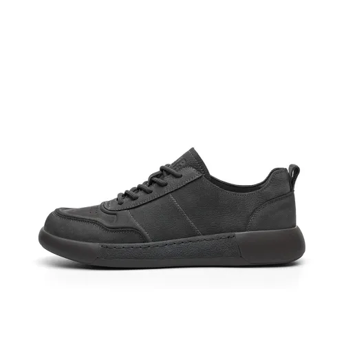 JEEP SPIRIT Slip Resistant Cushioning Abrasion Resistant Lightweight Low Top Skateboard Shoes Men's Black