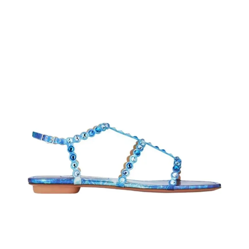AQUAZZURA Tequila Roman Sandals Women's Blue-1