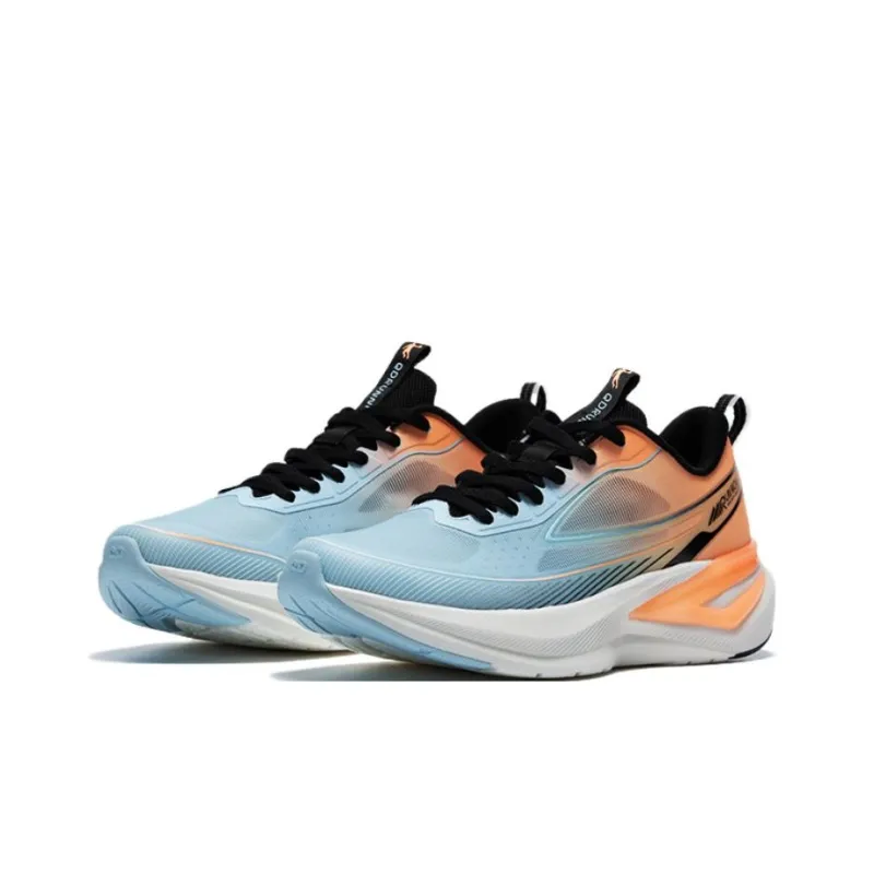 QIAODAN Light Speed 5.0 Shock Absorbers Slip Resistant Breathable Low Top City Commute Running Shoes Men's Blue Orange-1