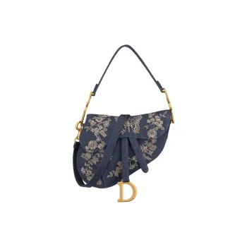 DIOR Saddle Denim Saddle Bag, Portable Crossbody Bag, Shoulder Bag Women's Dark Blue