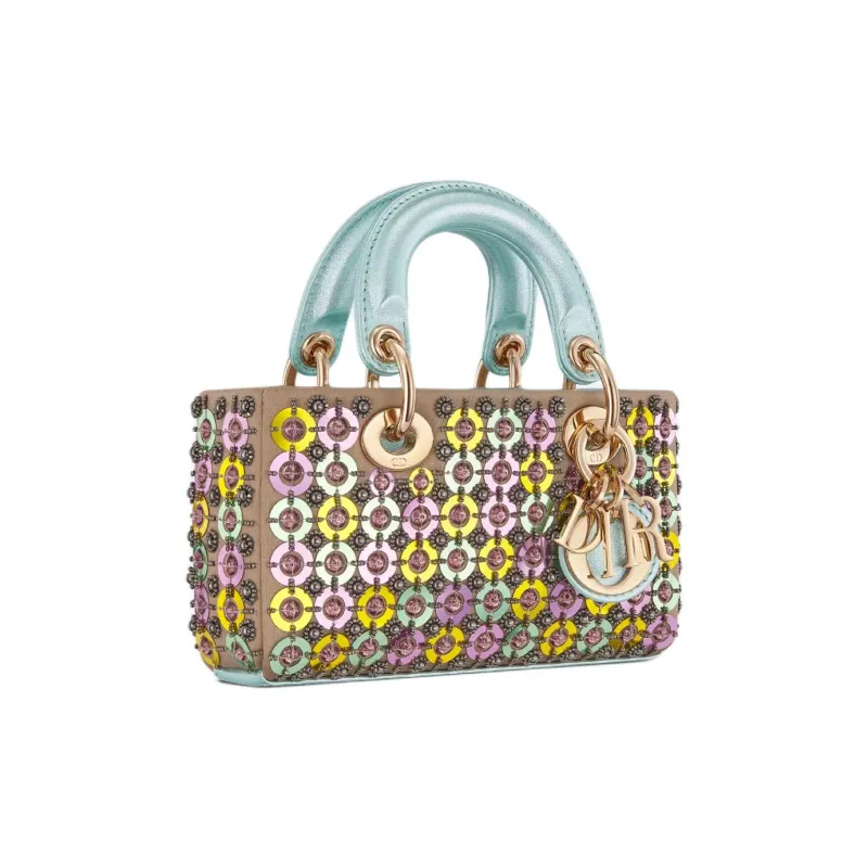 DIOR Lady D Joy Glass One Shoulder Handbag Mini Women's Multicolor-3