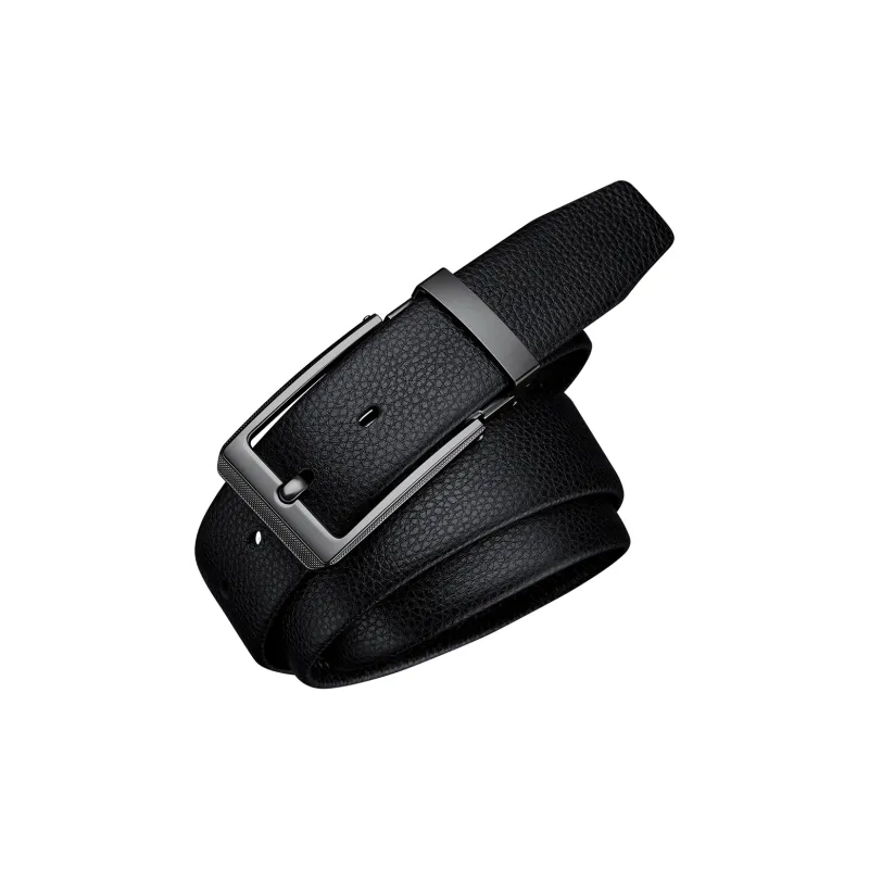 WilliamPOLO Cow Leather Belts Men's Gunmetal/Silver 3.8cm Width-7