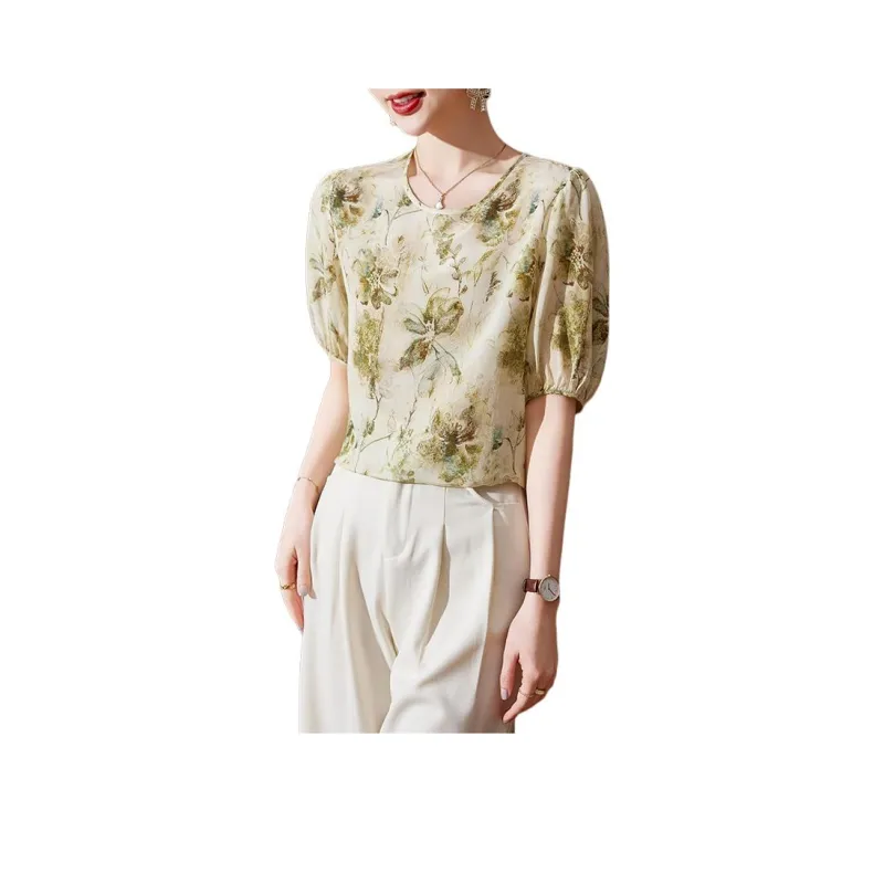 Yi Mengyuan Long Sleeved Silk Shirt Women's Image Color-1