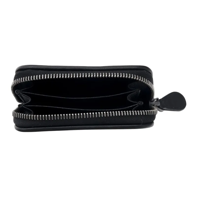 Bottega Veneta Cow Leather Coin Purse Unisex Black-3