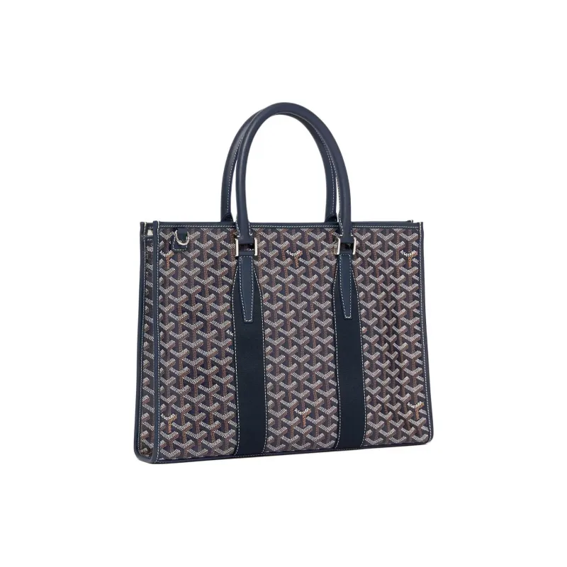 GOYARD Goyardine Canvas With Chevrons Calfskin One Shoulder Crossbody Portable Briefcase Unisex Dark Blue-1