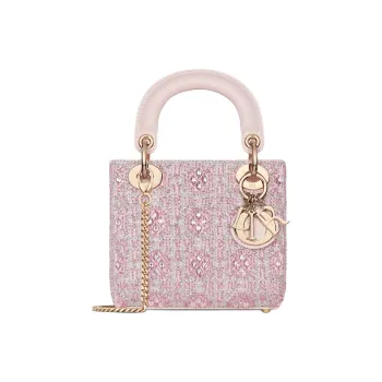DIOR Lady Dior Cotton Lady Dior Bag, One Shoulder Handbag Mini Women's Pink