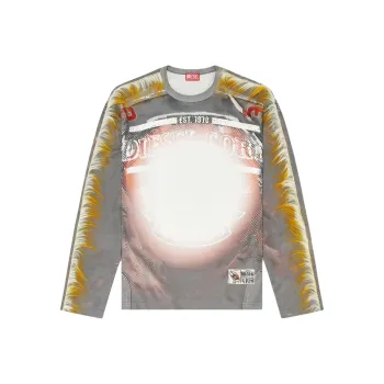 DIESEL FW24 T Shirt Men's Gray/Orange