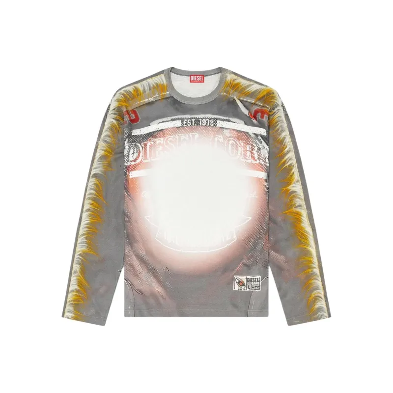 DIESEL FW24 T Shirt Men's Gray/Orange-0