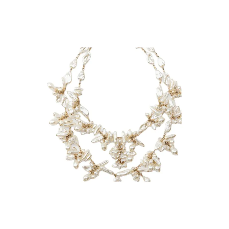 ZARA Artificial Pearl Necklaces Women's Gold-2