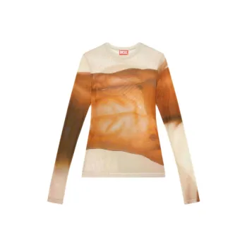 DIESEL X ToFF Pr-T-Sielar-Ss Close-Up Printed Tulle T-Shirt