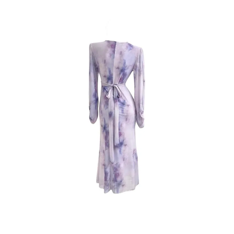 Pzhk Long Sleeved Dress Women's Purple-1