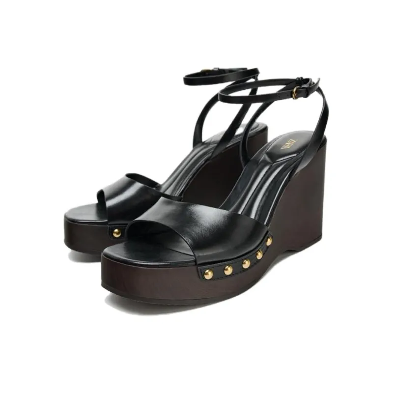 ZARA One Strap Sandals Women's Black-1